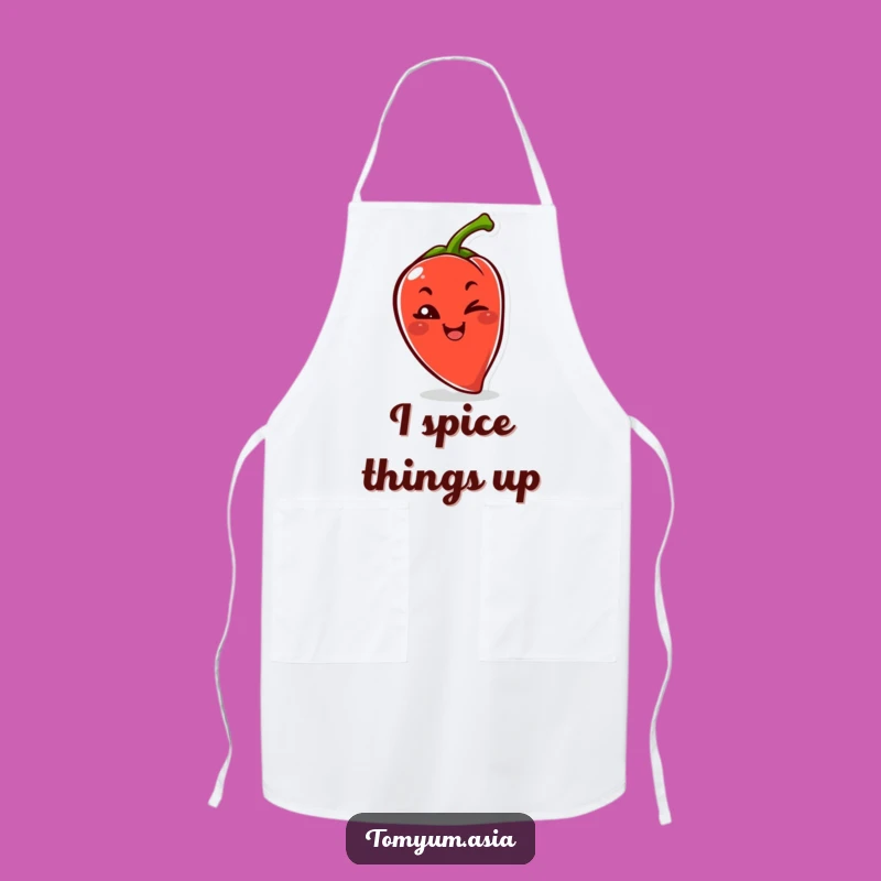 Funny Kawaii Chili Pepper Wink Apron: Cook with Heat