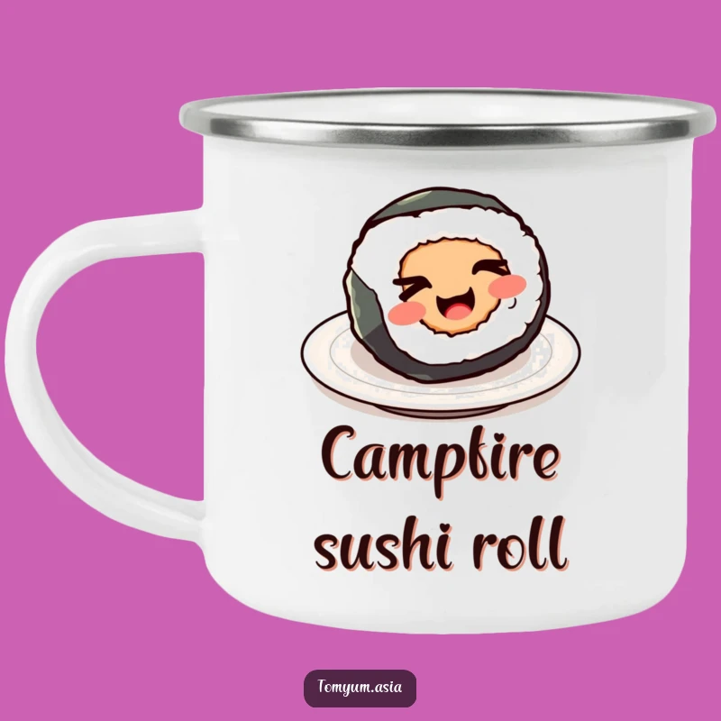 Adventure Ready Funny Kawaii Sushi Roll Wink Camping Mug