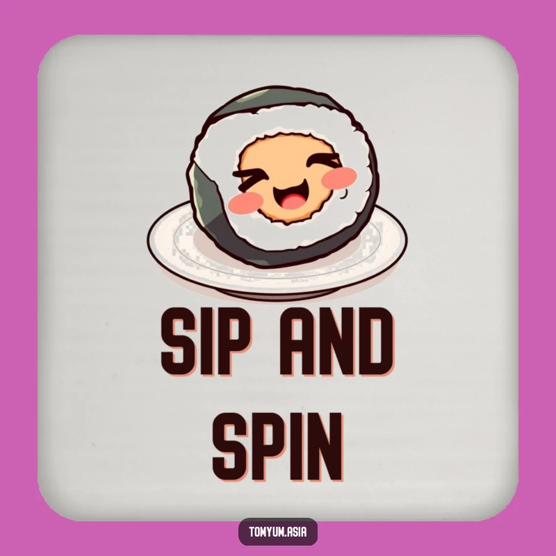 Funny Kawaii Sushi Roll Wink Coaster Set: Protect Surfaces with Humor