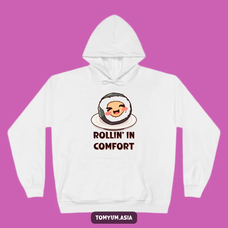 Cozy Funny Kawaii Sushi Roll Wink Hoodie: Warmth and Humor Combined