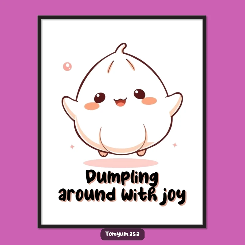 Free Printable Wall Art: Bouncing Kawaii Dumpling, Whimsical Food Art for a Cheerful Space