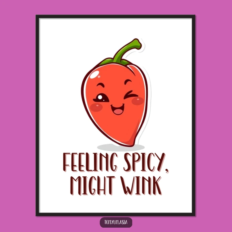 Free Printable Wall Art: Mischievous Kawaii Chili Pepper, Playful Decor for Your Kitchen