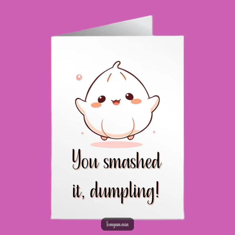Free Printable Congrats Card: Bouncy Kawaii Dumpling for Celebrating Big Wins