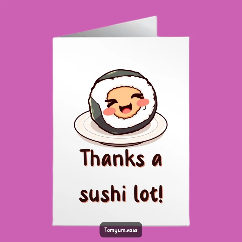 Free Printable Thank You Card: Adorable Kawaii Sushi Roll Wink for Grateful Smiles