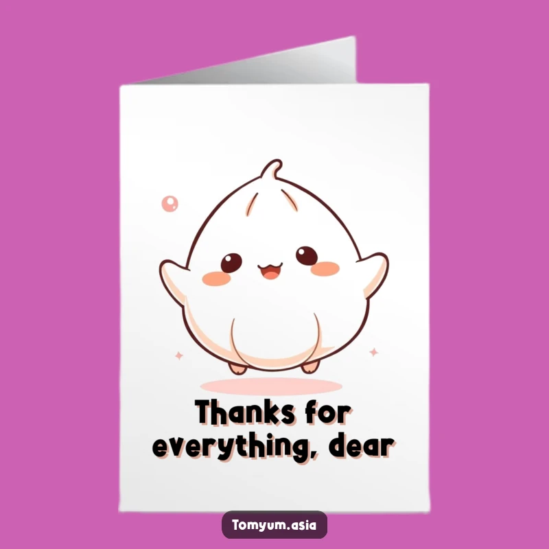 Free Printable Thank You Card: Cute Kawaii Dumpling Bounce for Grateful Appreciation